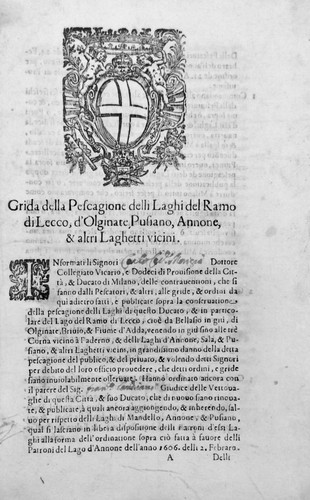 Grida della pescagione delli - grida,