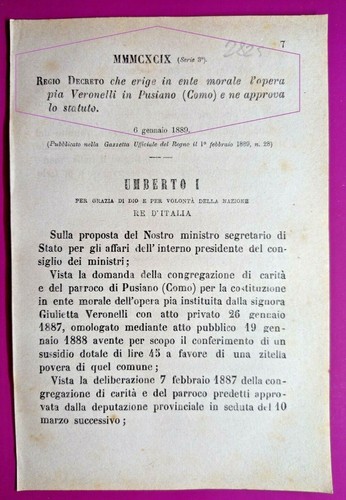 Pusiano regio decreto - pusiano(co)-regio,